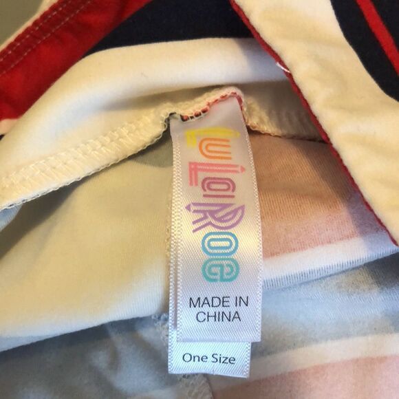 Lularoe leggings red white and blue stripped one size - Picture 4 of 4
